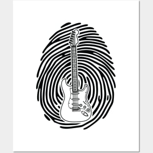 Fingerprint Electric Guitar Outline Light Theme Posters and Art